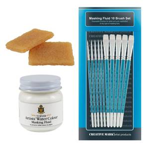 lot 359 image: Jerrys Artarama Masking Fluid for Watercolor Painting Kit with 40ml Bottle,  Set, 2 Rubber Cement Pick Ups Precise Detail, Easy to Remove