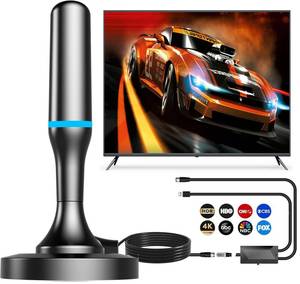 lot 362 image: Indoor TV Antenna for Local Channels, 4K HD Digital TV Antenna for Smart TV Indoor with Booster and Magnetic Base - 120 Miles Range, 9.8FT Cable -Support All HDTVs After 2007