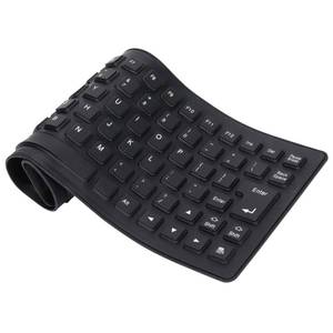 lot 366 image: Hilitand Foldable Silicone Rollup Keyboard, 85 Keys USB Wired QWERTY Flexible Slim Soft Silent Typing Travel for PC Notebook Laptop (Black)