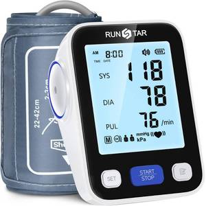 lot 368 image: RunStar Upper Arm Blood Pressure Monitor with Wide Range Cuff (8.6 -16.5) for Home Use FSA&HSA Eligible, Automatic Digital BP Machine with Storage Bag, 2x99 Reading Memory