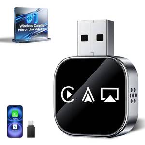 lot 389 image: Wireless Carplay Adapter Screen Mirroring Adapter for Car Mirror Phone to Car Screen 2026 Auto Linker Pro 3 in 1 Bluetooth USB Apple Carplay and Android Auto Watch Tv Airplay Smart Box