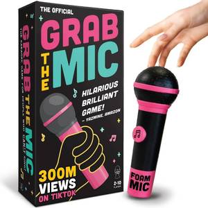 lot 390 image: Lucky Egg Official Grab The Mic �� Family Karaoke Board Game wFoam Mic, 8 Ages, 2-10 Players - Games for Bad Singers w 240 Lyrics (120 Cards) (First Edition)
