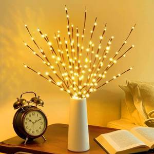 lot 399 image: DK177 6 Pack Led Branch Light Battery Operated Lighted Branch Vase Filler Willow Tree Artificial Little Twig Power Brown 30 Inch 20 LED for Home Romantic Decoration, Warm White