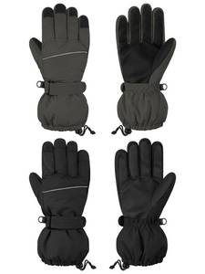 lot 403 image: Cooraby 2 Pairs Kids Snow Ski Gloves Winter Waterproof Warm Gloves for Boys Girls Cold Weather Outdoor Black, Grey for 9-12 Years