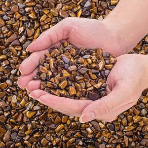 lot 408 image: 0.5 Lb230g Crystal Chips Tumbled Polished Natural Tiger Eye Gravel Stones, Irregular Shaped Healing Stones Gravel Pebble for Crafts, Vases Filler and Fish Turtle Tank Decorations