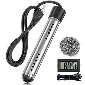 lot 409 image: Portable Water Heater Electric, 2000W Immersion Water Heater with LCD Thermometer, Stainless Steel Immersion Heating Rod, Submersible Bucket Heater for Home Camping Bathtub Small Pool Outdoor Use ��
