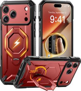 lot 413 image: TONGATE for iPhone 17 Pro Case with 360° Spin Magnetic Stand, Compatible with MagSafeMilitary-Grade Protection with Screen Protector & Camera Control Cover for iPhone 17 Pro, Red