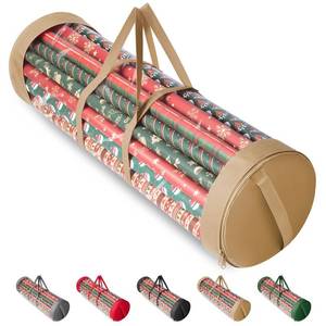 lot 432 image: BALEINE Christmas Wrapping Paper Organizer Storage, 41 Gift Wrapping Paper Storage Containers, Clear PVC with Durable 600D Oxford Fabric Gift Wrap Paper Holder Fits 18-25 Rolls, Golden