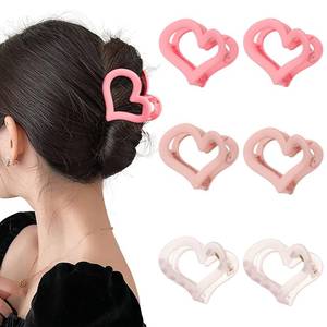 lot 436 image: Ufgin 6 Pcs Heart Nonslip Hair Jaw Clips - Cute Hair Styling Accessories for Womens Thin or Thick Hair (Pink)