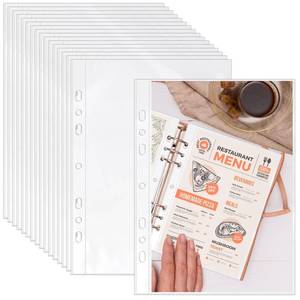 lot 442 image: VOKOY 100 Pack 5.5x8.5 Inch Sheet Protectors for 3 or 6 Ring A5 Binder, Half Letter Size 7 Holes Mini Heavy-Duty Sheet Protector Sleeves Crystal Clear Playbill Binder Pockets