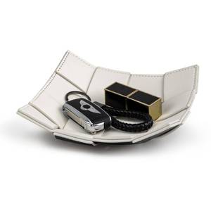 lot 453 image: PU Leather Valet Tray for Men Women Key Holder Bowl for Entryway Table Bedside Nightstand Desk Tray for Wallet, Keys Mens Gift - Small, 7.1 D x 7.1 W x 2 H
