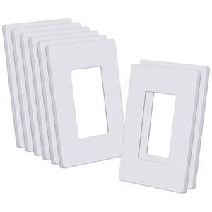 lot 466 image: CML Decorator Screwless Wall Plate, 1-Gang Receptacle Outlet Cover, 8 Pack Hidden Screw Smooth Face Switch Plates, Standard Size 2.91x4.68, UL Listed, White