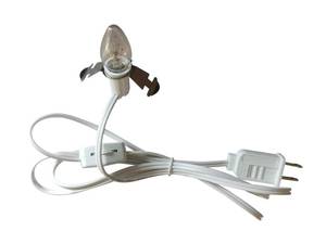 lot 467 image: White Single Bulb Light Cord C7 Accessory Cord for Christmas Village House, Pumpkin Lights,Holiday Craft Decor, withTurn ON Off Switch and Spare Fuses Blow Mold Light