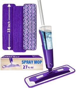 lot 475 image: Mops for Floor Cleaning, Wet and Dry Spray Mop with Refillable Spray Bottle and 3 Washable Microfiber Pads Home or Commercial Use Flat Mop for Hardwood Laminate Wood Ceramic, Purple