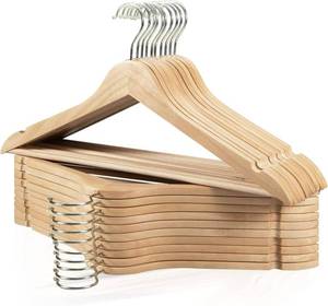 lot 482 image: Edergoo Wooden Hangers 20 Pack, Durable Wood Hangers with 360° Swivel Hook & Notches, Slim Coat Hanger Wooden for Closet, Natural