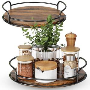 lot 487 image: LAMU 2 Pack 9 10 Lazy Susan Turntable Organizer for Table Top Cabinet, Wooden Lazy Susan for Kitchen, Pantry, Countertop, Bathroom Vanity, Spice Organization, Wood Decor