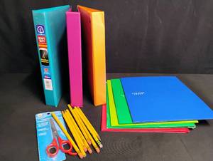 lot 1644 image: School Supply Bundle - Binders, Folders, Pencils and Scissors