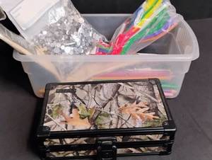lot 1701 image: Camouflage Pattern Pencil Case with Art Supplies