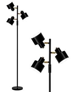 lot 3842 image: OYEARS Floor Lamp for Living Room Bright Lighting Tall Modern Industrial Vintage Standing Corner Lamps LED Metal Light Office Bedroom Study Gold Black Cream Matte Accent (3-Light, Black) - Retail $35