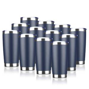 lot 3847 image: EcoMozz 20oz Tumbler Bulk Stainless Steel Vacuum Insulated Tumblers with Lid Double Wall Travel Mug Durable Powder Coated Coffee Cup, Suitable for Ice Drinks and Hot Beverage (Navy 12pack) - Retail $196