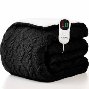lot 3852 image: JKMAX Heated Electric Blanket Twin Size-62x84 Heating Blanket with 10 Heating Levels & 5 Time Settings Over-Heat Protection Winter Warmer for Adults with ETL Certification Black - Retail $30