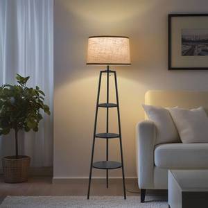 lot 3860 image: EOEYYOYB 3 Tier Shelf Floor Lamps for Living Room, Modern Standing Lamp with 3 Color Temperature Led Bulb, Tall Lamps for Bedroom and Office, Black - Retail $60