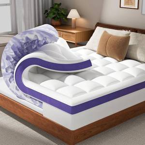 lot 3863 image: ChiXpace Dual Layer 4 Inch Memory Foam Mattress Topper Full - 2 Inch Memory Foam and 2 Inch Pillow Top Mattress Pad, 7-Zone Egg-Crate Full Size Mattress Topper - Retail $87