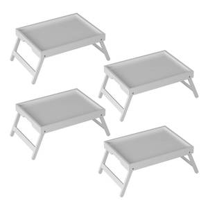 lot 3872 image: Youpehom Bed Tray Table with Folding Legs, Bamboo Breakfast in Bed for Kitchen Serving Tray, Sofa, Eating, Used As Laptop Desk Snack Tray (4 Pack, White Color) - Retail $57