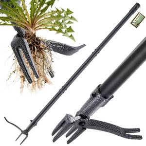 lot 25729 image: RexWeed Weed Puller, Stand Up Weed Puller Tool with Steel Long Handle & 4-Claw Steel Head, 46 Adjustable Handle Weeder Tool, Easily Remove Weeds Root Without Bending, Pulling, or Kneeling - Retail $26