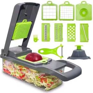 lot 25731 image: LSLCQW Vegetable Chopper 16 in 1 Food Chopper - Onion Vegetable Slicer Cutter Dicer, Veggie Cutter with Container, 7 Blades, Kitchen Gadgets for Carrot Salad Garlic Potato Slicer (Grey) - Retail $26