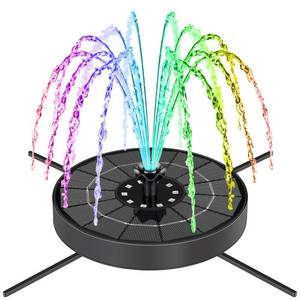 lot 25738 image: SEIRMEP Solar Fountain Pump with 3 Spray Height Adjustments, Upgraded Glass Solar Bird Bath Fountains with LED Lights,6 Nozzles,Outdoor Solar Water Fountain Pump for Bird Bath, Garden, Pool, Pond - Retail $33