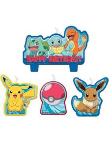 lot 29991 image: Amscan Pokemon Birthday Character Candle Set - 4 pcs, 172408 - Retail $15