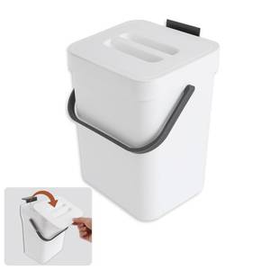 lot 30005 image: 0.8 Gallol3L Kitchen Compost Bin, Suitable for Countertops or Under Sink, Hanging Hook Trash Can with Lid, Ideal for CabinetsBathroomsBedroomsOfficesCamping (White) - Retail $12