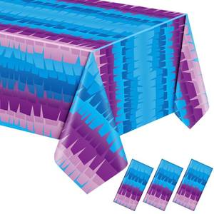 lot 30009 image: VitalCozy 3 Pcs Video Game Plastic Table Cloth Disposable 108 x 54 Inch Purple and Blue Plastic Tablecloths for Wedding Birthday Game Fan Gaming Theme Party Decorations - Retail $10