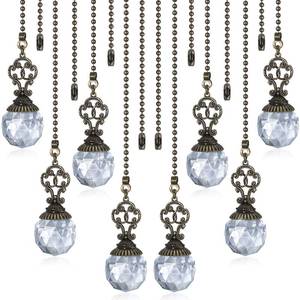 lot 39953 image: Hicarer Ceiling Fan Pull Chains Crystal Light Fan Pull Chain Pendant with Ball 12 Inch Vintage Ceiling Fan Chain Extender Ornament Chain for Fan Pull (Transparent,4 Pieces) - Retail $10