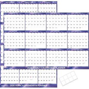lot 39962 image: 24 x 36 2026 Wall Calendar Dry Erase - Folded Large Starry Sky Wall Calendar 2026, Wet & Dry Erasable, Laminated 12-Month Annual Yearly Planner, Reversible, HorizontalVertical, Purple - Retail $11