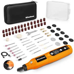lot 39967 image: GINELSON Cordless Rotary Tool, 5 Variable Speed Mini Rotary Tool Kit with 70 Accessories, 3.7V Type-C Charging Power Rotary Tool for Engraving, Sanding, Polishing, Carving, Cutting, DIY Crafts - Retail $22