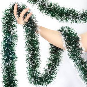 lot 48861 image: 50Ft Christmas Tinsel Garland, Green Metallic Twist Garland for Christmas Tree Decorations, Xmas Tree Decor for Holiday Party Supplies (Green) - Retail $22