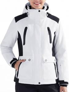 lot 48863 image: FREE SOLDIER Womens Waterproof Ski Snow Jacket Warm Fleece Lined Winter Rain Jacket with Hood Fully Taped Seams (White Black,Medium) - Retail $71