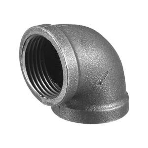 lot 51686 image: uxcell 1 14(32mm) 90 Degree Malleable Iron Elbow Fitting, Threaded Pipes Fitting Brackets Nipples for Vintage Fixtures DIY Furniture Pipe Plumbing, 1Pcs - Retail $6