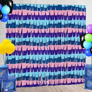lot 51696 image: Video Game Birthday Decorations Backdrops, 2 Pack Llama Blue and Purple Tinsel Foil Fringe Curtains Photo Booth Props Streamers for Gamer Fans Party Supplies Decor - Retail $12