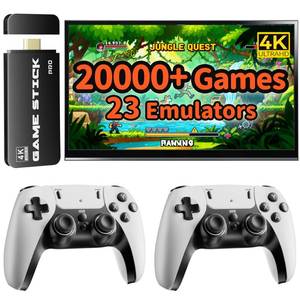 lot 25745 image: FCHOZY 2026 Upgraded Retro Gaming Console, Nostalgia Game Stick Pro, Classic Video Games with 4K HDMI, 20,000 Games and 23 Emulators, Upgraded Dual 2.4G Wireless Controllers 64GB - Retail $50