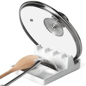 lot 25761 image: LE TAUCI Ceramic Spoon Rest for Stove Top, Spoon and Lid Rest for Kitchen Counter, Spoon Holder with Drip Pad for Multiple Utensils, Heat-Resistant, Housewarming Present - 6.2 inch, Set of 1, White - Retail $20