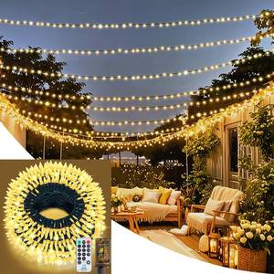 lot 25762 image: Solhice 300ft Christmas String Lights Outside with Remote, 800 LED Waterproof Extra Long Twinkle Lights, Plug in Fairy Light for Outdoor Indoor Garden Decor, Warm White, Dark Green Wire