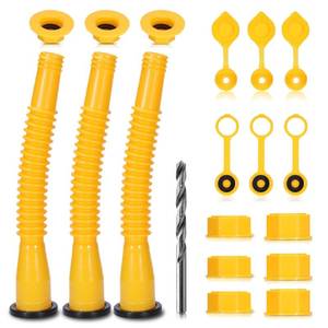 lot 25763 image: 3 Pack Gas Can Spout Replacement, Upgraded Gas Cans Nozzle Replacement with Flexible Nozzle Leak-Proof Design, Fit for Most 12510 Gallon Oil Cans - Retail $8