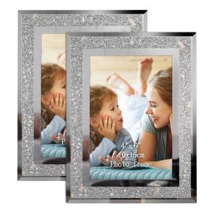 lot 25772 image: Calenzana 4x6 Picture Frame Sparkle Glass Photo Frames Set for Tabletop, 2 Pack - Retail $15
