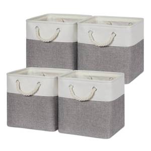 lot 25777 image: Temary Fabric Storage Baskets for Organizing, Grey Basket for Shelves, Collapsible Baskets with Handles for Shelves, Home, Closet (White&Gray) - Retail $33