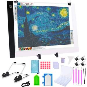 lot 25785 image: A3 Diamond Painting LED Light Pad Kit, 5D Diamond Painting Accessories Tool Kit Full Drill for Adults, Supplies Includes Storage Case, Pens,Stand,Pad Board and More - Retail $30