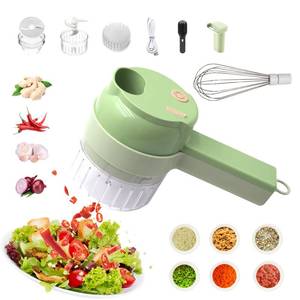lot 25788 image: AXEDAES 4 in 1 Multi-Functional Portable Electric Vegetable Cutter Set, Wireless Vegetable Processor for Garlic, Peppers, Onions, Celery, Ginger, Meat, With Brush, Comes with Egg & Cream Beater. - Retail $23