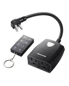 lot 25793 image: DEWENWILS Outdoor Dimmer for String Lights, 125V, 100FT Remote Control Range, Waterproof Plug- in Dimmer for Dimmable LEDTungsten Bulbs - Retail $22